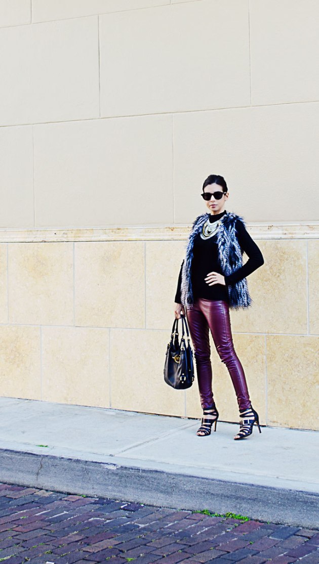 burgundy-leather-leggings-and-statement-necklace